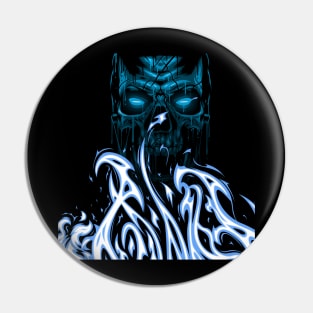 Blue fire skull Pin