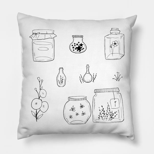 Cute Jar illustrations Pillow by Mayarart