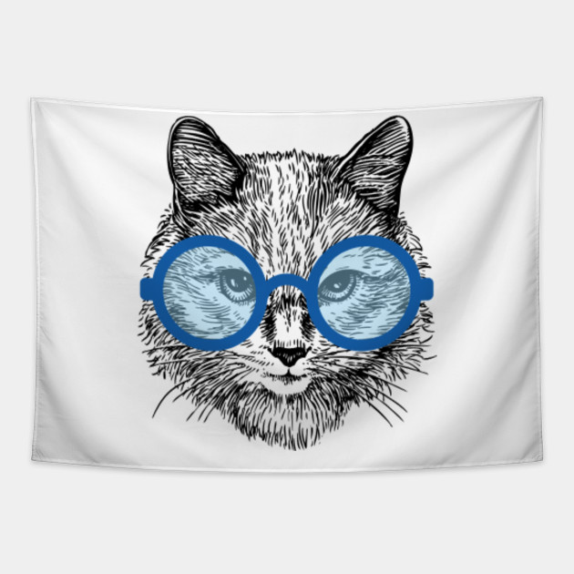 Cute White Cat With Glasses And Baby Blue Eyes Cute White Cat