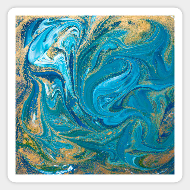Blue Gold Abstract Painting Blue Abstract Art Sticker