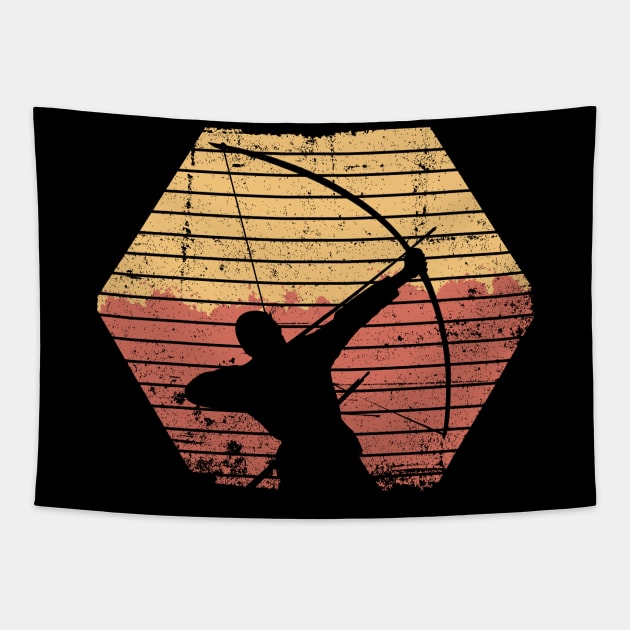 Archery Bow Hunter Dad Vintage Retro Sun Bow Hunting Tapestry by Humbas Fun Shirts