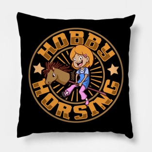 Little girl at Hobby Horsing Pillow