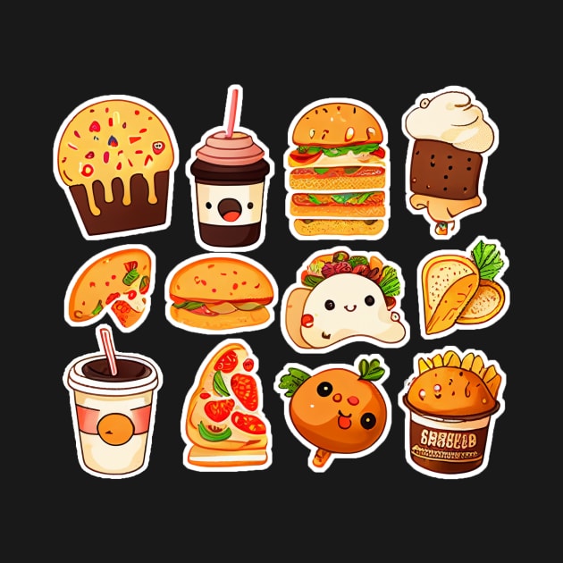 #6 Cute happy food sticker pack by KawaiiFoodArt