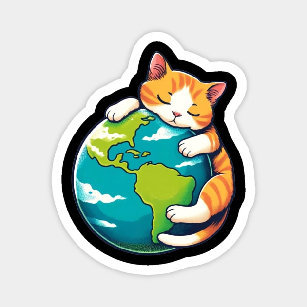 Sleeping Cat Animal Adoption Earth Day Cute Cat Meme Magnet by Willie Biz Merch