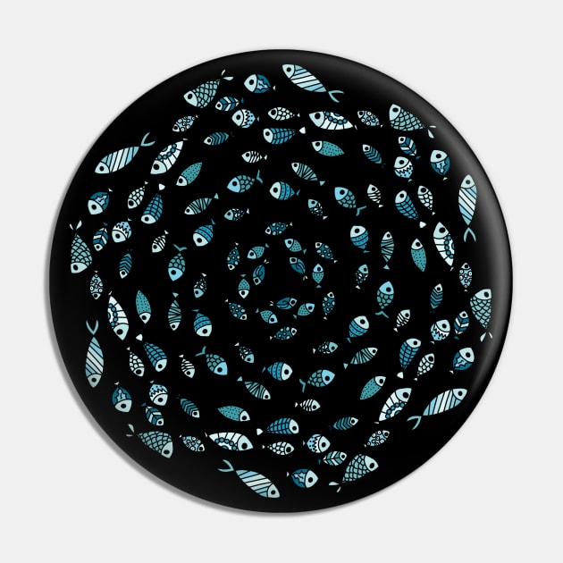 School of Fish Mandala Pin by Slightly Unhinged