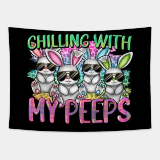 Chilling with My Peeps Easter Bunnies in Aviator Sunglasses Tapestry