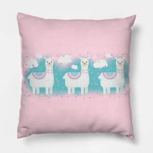 Cute Pink and Mint Llama with Gifts Pillow