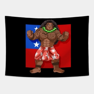 Samoan Pride Samoa Flag Polynesian War Dance Tapestry