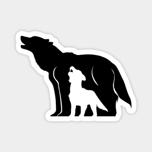 Black and White Wolves Magnet