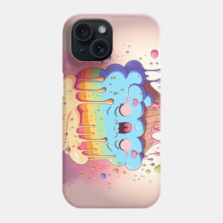 Cake Caricature - January 1st - Yearlong Psychedelic Cute Cakes Collection - Birthday Party - Delicious Dripping Paint, Bright Colors, and Big Adorable Smiles Phone Case