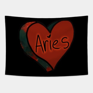 Aries Bloodstone Love Heart Tapestry