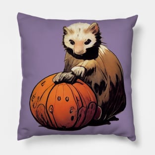 Ferret on a pumpkin Pillow