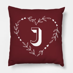 Letter J Flower Monogram Design Pillow