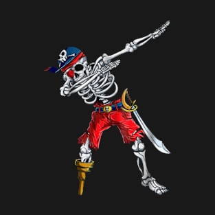 Dabbing Skeleton Pirate T Shirt Halloween Kids Boys Men Gift T-Shirt