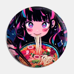 Cute Anime Girl |  Ramen Noodles | Hentaii Chibi Kawaii Design Pin