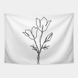 Wildflower Line Art | Floral Botanical Minimalist Lineart Tapestry