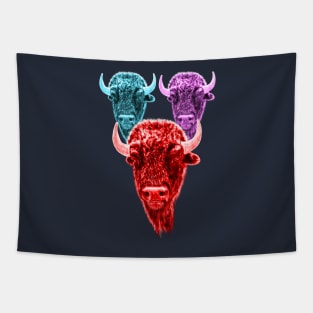 Buffalo Spirit Animal Colourful Herd Tapestry