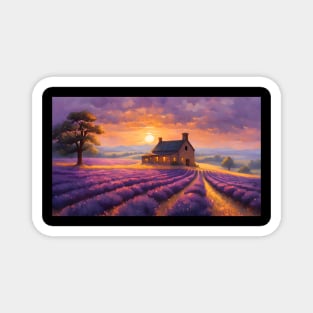 Sunset over Lavender farm Magnet