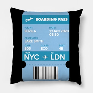 Boarding Pass from NYC to LDN Pillow