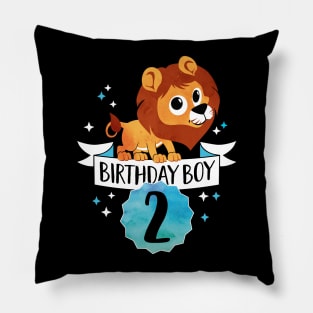 Birthday Boy Lion - Two Years Child Baby Toddler Gift - Second Birthday - 2nd bday Pillow