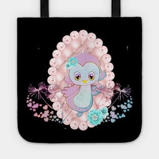 Cute little owl with hearts Tote