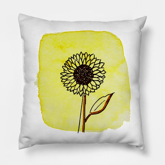 watercolor sunflower Pillow by Annka47