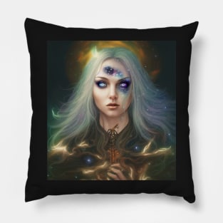 Women Wicca Art Witchy Artwork Beautiful Witch Girl 3 Pillow