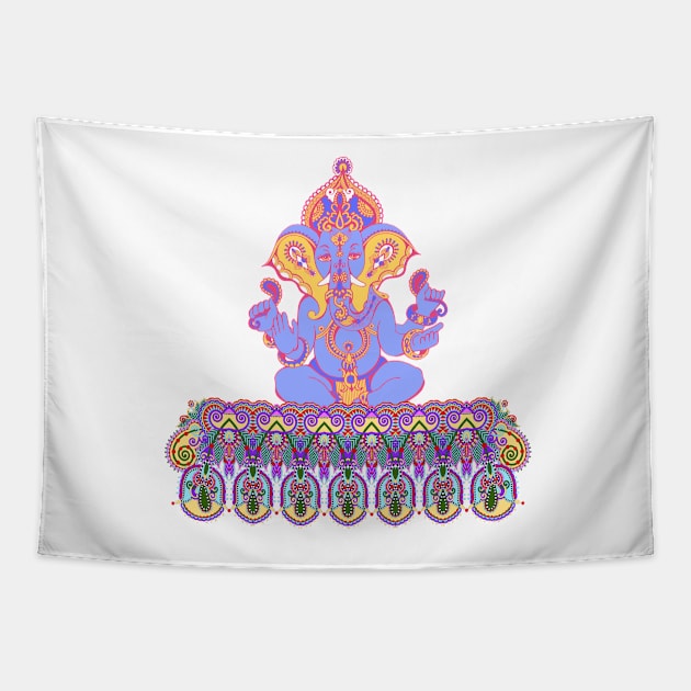 Lord Ganesha Hindu Elephant Head God Paisley Border Tapestry by TammyWinandArt