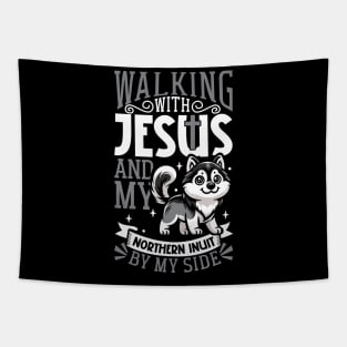 Jesus and dog - Northern Inuit Dog Tapestry