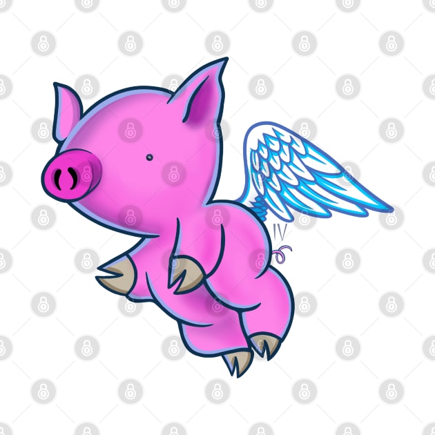 Cute Funny Flying Pig by Space Truck