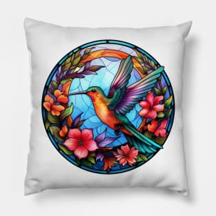 Stained Glass Hummingbird Pillow