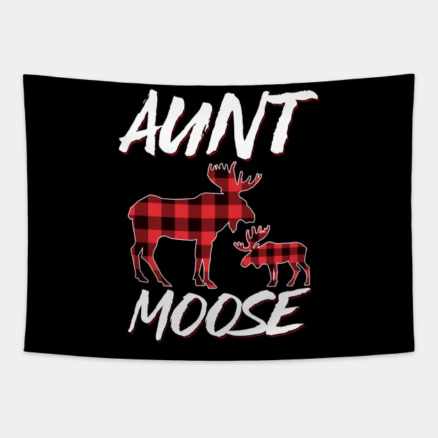 Red Plaid Aunt Moose Matching Family Pajama Christmas Gift Tapestry by intelus