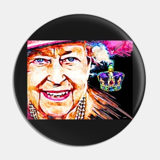 Queen Elizabeth Colorful Portrait Pin