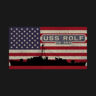 Rolf DE-362 Destroyer Escort Ship Diagram USA American Flag Gift T-Shirt