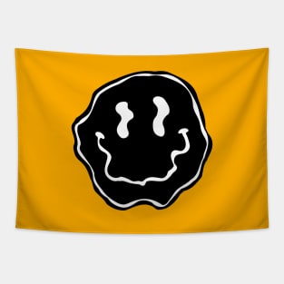 Trippy Smiley face black Tapestry