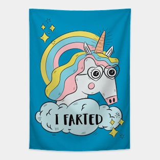 I Farted - Cute But Still - The Smell We All Smelt - Unicorn In Glasses Tapestry