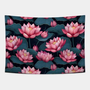 Serenity Blooms: Timeless Lotus Flower Pattern Tapestry
