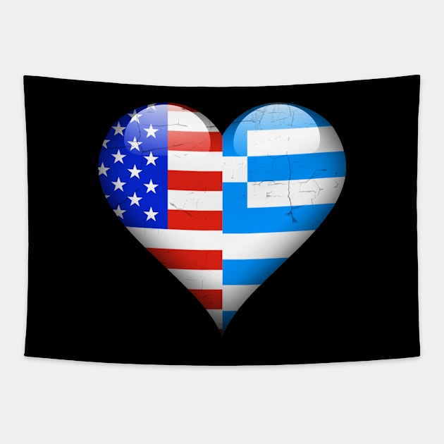 Half American Half Greek - Gift for Greek From Greece Tapestry by Country Flags