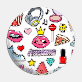 Awesome girl trendy stickers collection set Pin