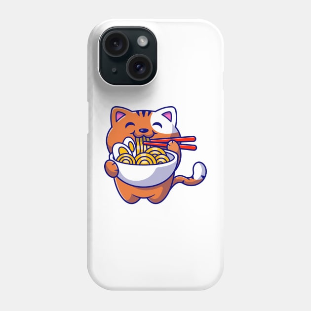 Cat eating Spaghetti Phone Case by Le petit fennec
