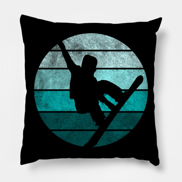 snowboard retro Pillow by Mandala Project