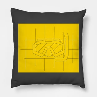 REVERSED GRID DRAWING OF A DIVE MASK yellow Pillow