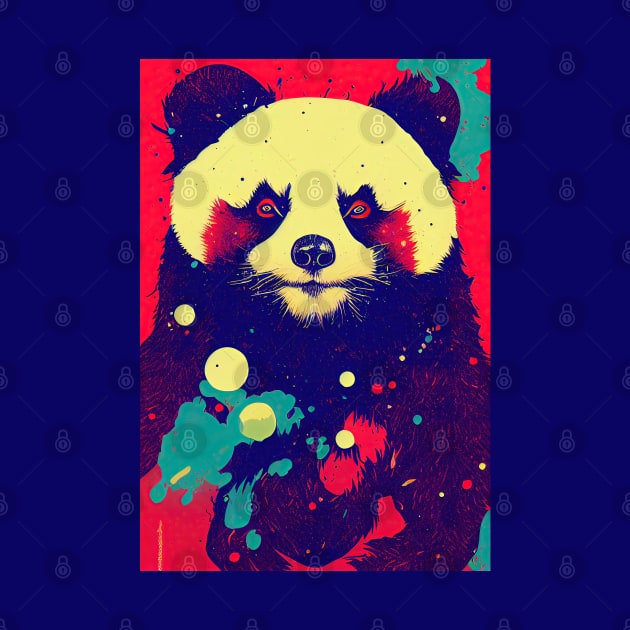 Colorful panda portrait by etherElric