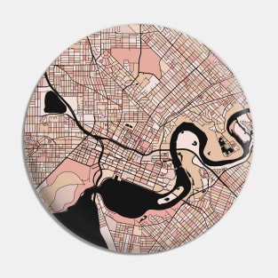 Perth Map Pattern in Soft Pink Pastels Pin