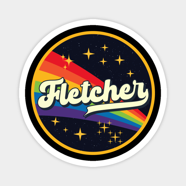 Fletcher // Rainbow In Space Vintage Style Magnet by LMW Art