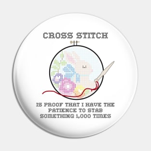 Snarky Cross Stitch Bunny in A Hoop is Stabby Pin