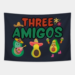 Tres Amigos Avocados Funny Cinco De Mayo Fiesta Mexican Tapestry