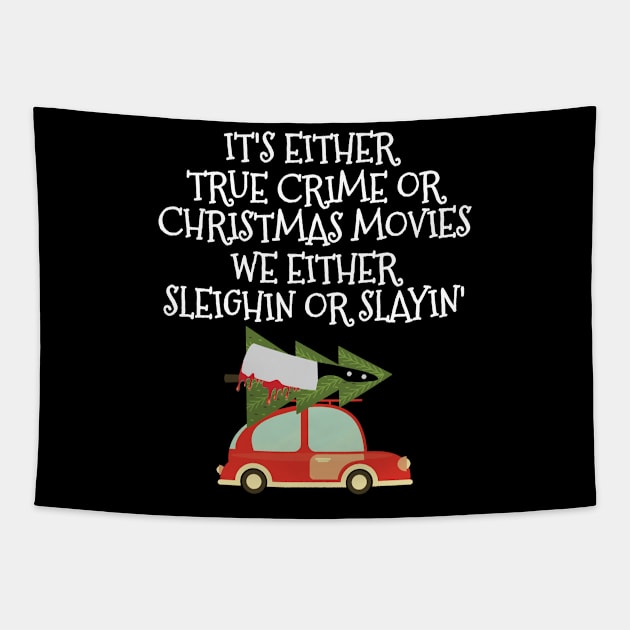 Funny True Crime Horror Christmas Movies Fan Tapestry by Lovecurio