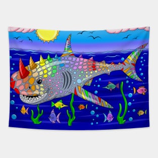 Rainbow Shark Tapestry