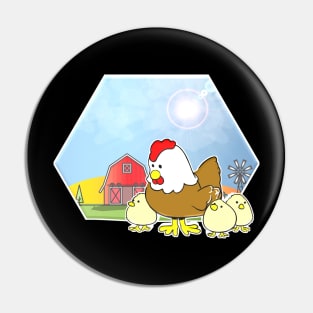 Farm Animals Chicken & Baby Chicks Pin